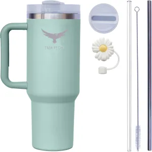 Tumbler Stainless Vacuum Insulated Travel Mug 40oz with Lid and Straw Cap,stanely Cup,2024 New Technology, Unbreakable Mug, Leak-Proof, BPA Free,Free Accessories(Green)., Large