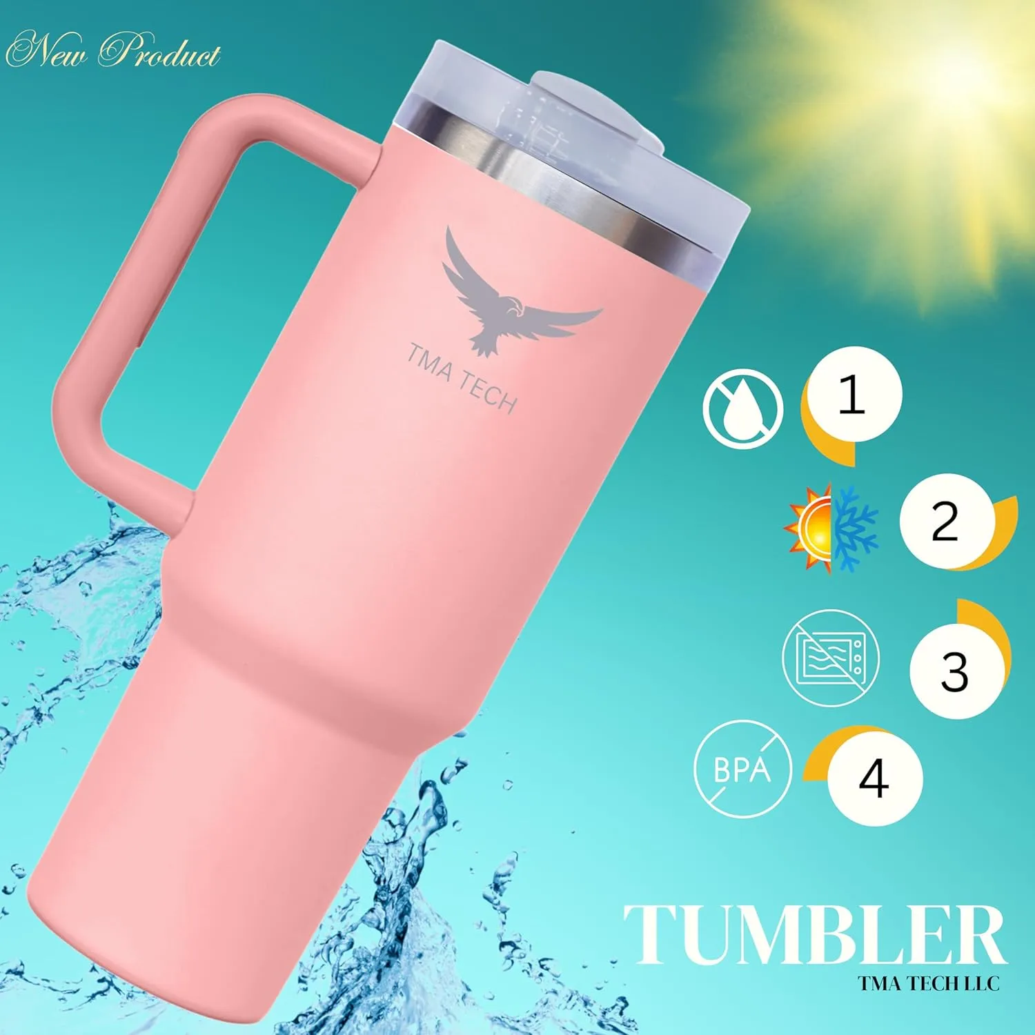 Tumbler Stainless Vacuum Insulated Travel Mug 40oz with Straw   Cap,Lid,Stanly Cup,2024 New Technology, Unbreakable Mug, Leak-proof, BPA Free,Free Accessories. (light pink), Large