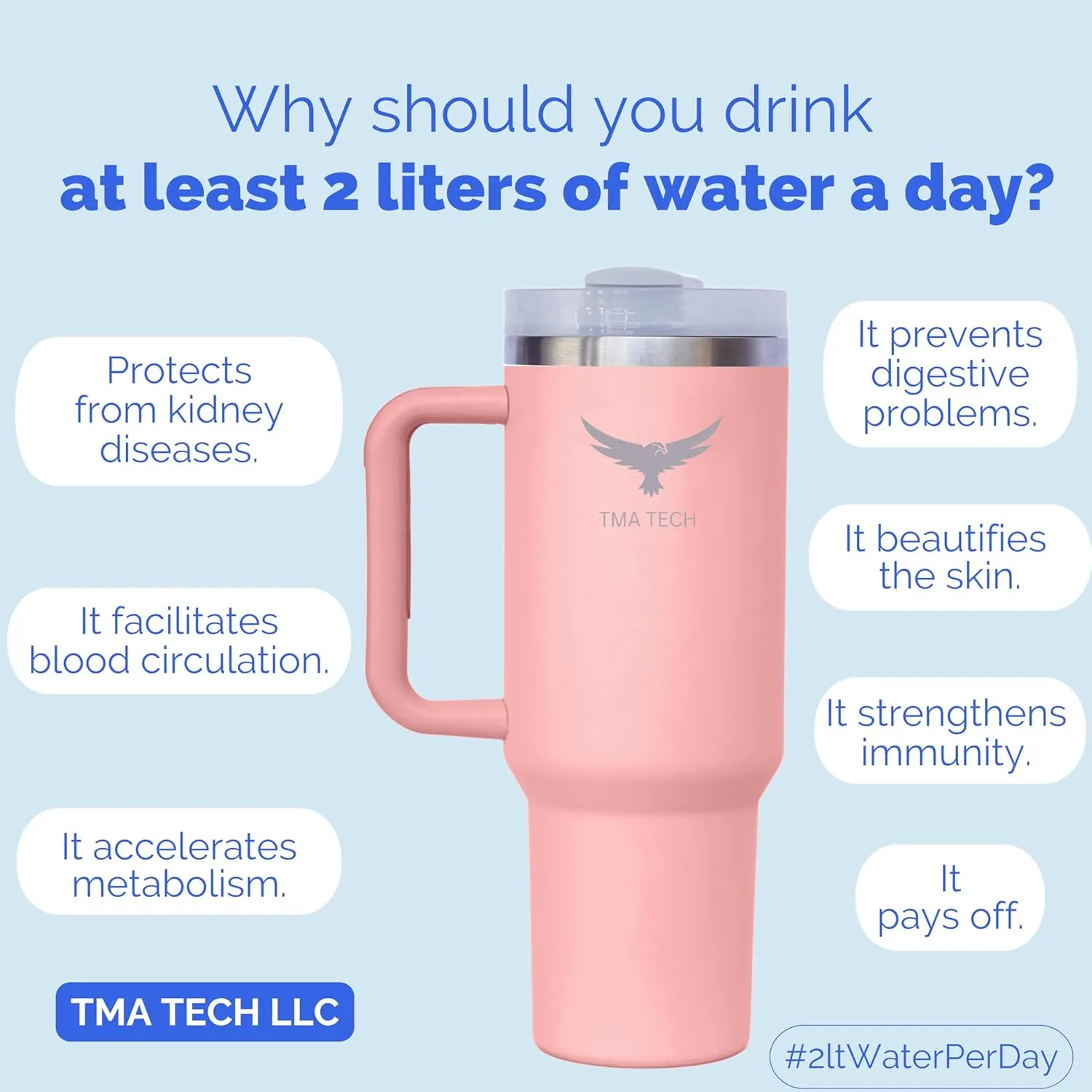 Tumbler Stainless Vacuum Insulated Travel Mug 40oz with Straw   Cap,Lid,Stanly Cup,2024 New Technology, Unbreakable Mug, Leak-proof, BPA Free,Free Accessories. (light pink), Large