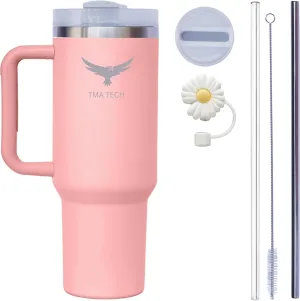 Tumbler Stainless Vacuum Insulated Travel Mug 40oz with Straw   Cap,Lid,Stanly Cup,2024 New Technology, Unbreakable Mug, Leak-proof, BPA Free,Free Accessories. (light pink), Large