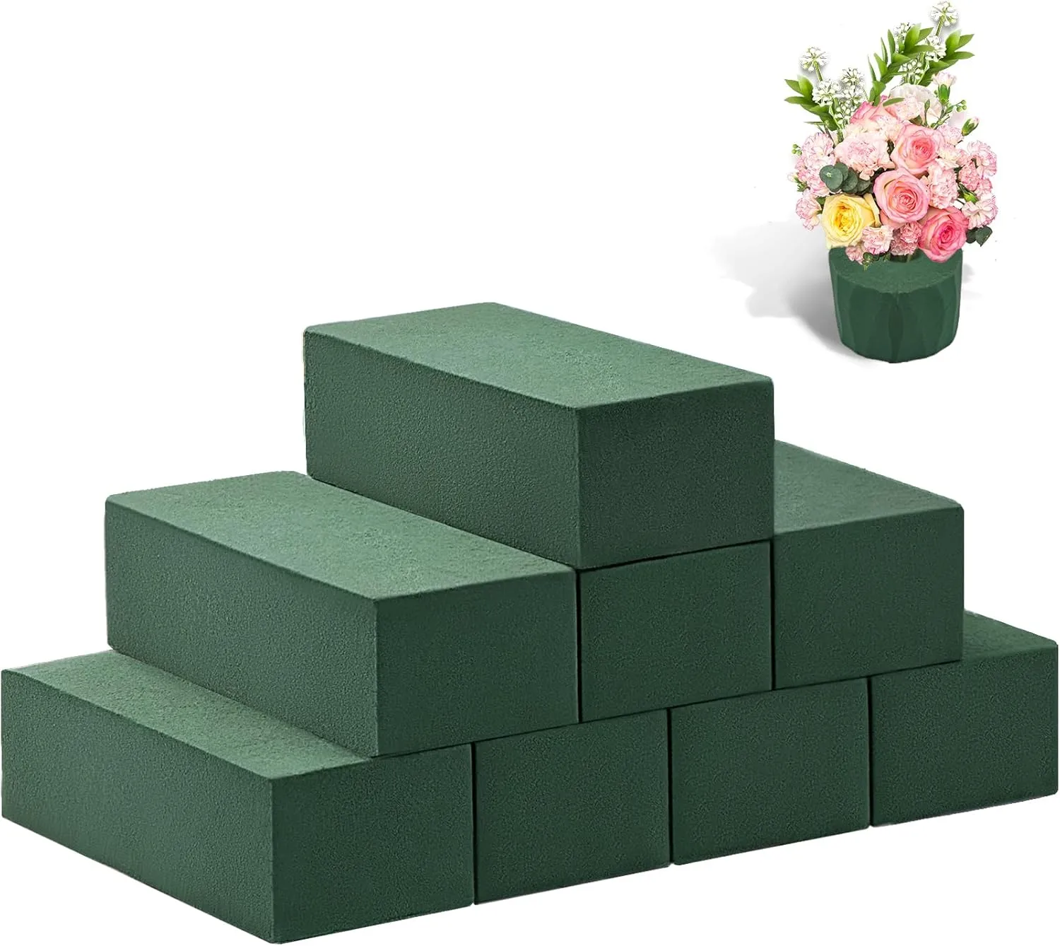 Tunnkit 8 Pcs Floral Foam Blocks Each 7.8" L x 3.5" W x 2.4" H Wet & Dry Flower Foam Blocks for Fresh and Artificial Flower Florist Foam Craft Art Supplies Wedding Home Decor for Flower Arrangement