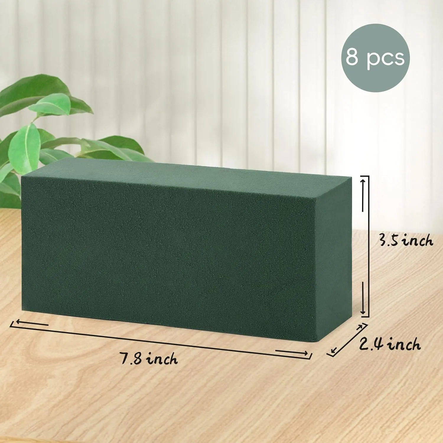 Tunnkit 8 Pcs Floral Foam Blocks Each 7.8" L x 3.5" W x 2.4" H Wet & Dry Flower Foam Blocks for Fresh and Artificial Flower Florist Foam Craft Art Supplies Wedding Home Decor for Flower Arrangement