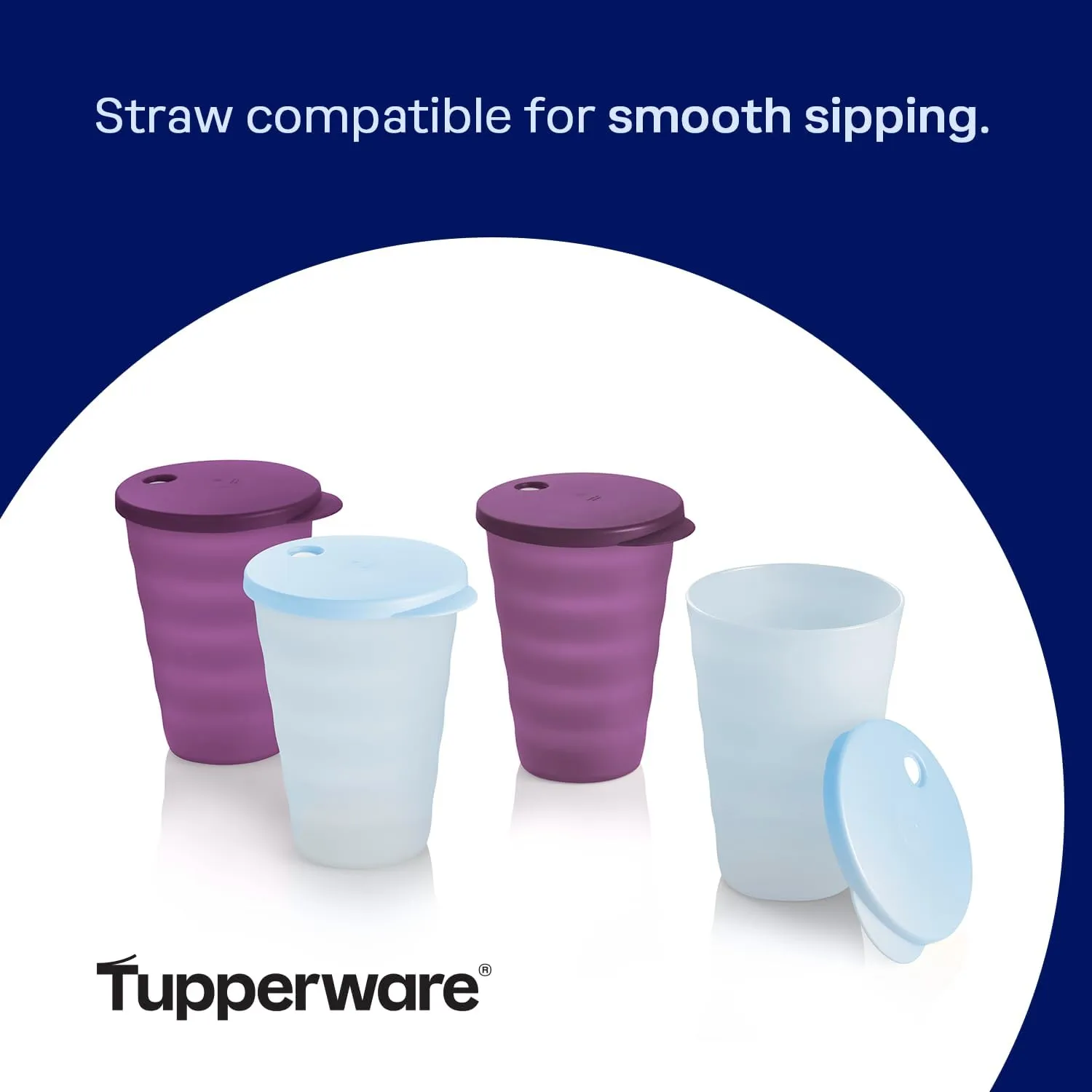 Tupperware Impressions Tumbler Set, 4 Count, Dishwasher Safe and BPA Free (4 Tumblers, 4 Lids, 17 fl oz each)