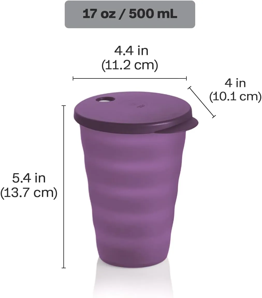 Tupperware Impressions Tumbler Set, 4 Count, Dishwasher Safe and BPA Free (4 Tumblers, 4 Lids, 17 fl oz each)