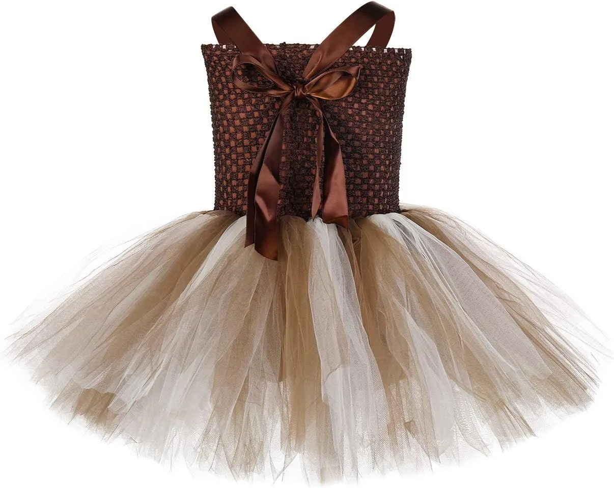 Tutu Dreams Halloween Animal Costumes for Kids Girls 1-10Y Reindeer Giraffe Tiger with Headband Halloween Dress Up Clothes