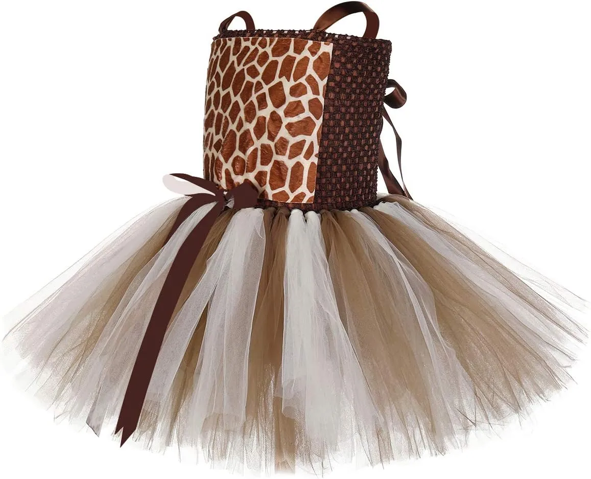 Tutu Dreams Halloween Animal Costumes for Kids Girls 1-10Y Reindeer Giraffe Tiger with Headband Halloween Dress Up Clothes