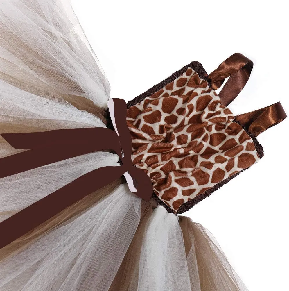 Tutu Dreams Halloween Animal Costumes for Kids Girls 1-10Y Reindeer Giraffe Tiger with Headband Halloween Dress Up Clothes