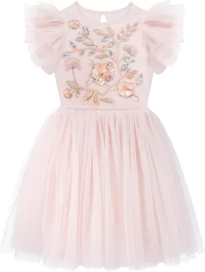 Tutu Dress for Girls - Embroidered Tulle Tiered Layered Flower Toddler Dress for Wedding & Birthday