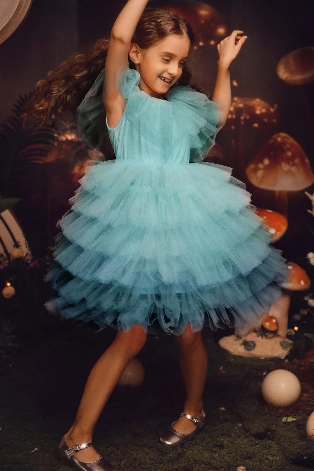 Tutu Dress for Girls - Embroidered Tulle Tiered Layered Flower Toddler Dress for Wedding & Birthday