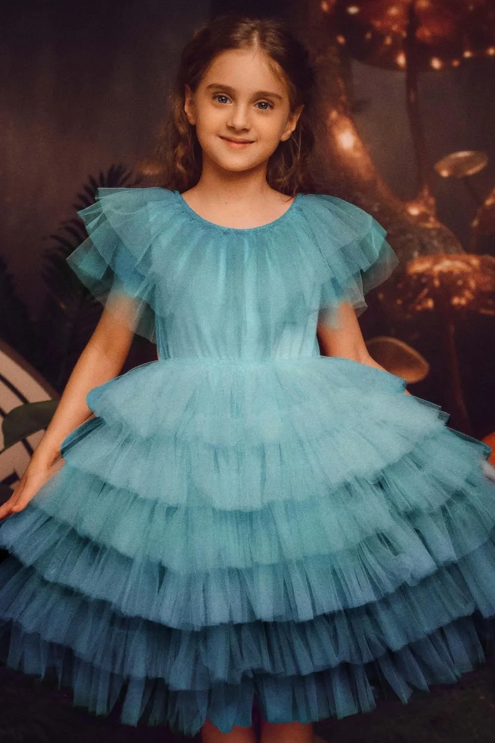 Tutu Dress for Girls - Embroidered Tulle Tiered Layered Flower Toddler Dress for Wedding & Birthday