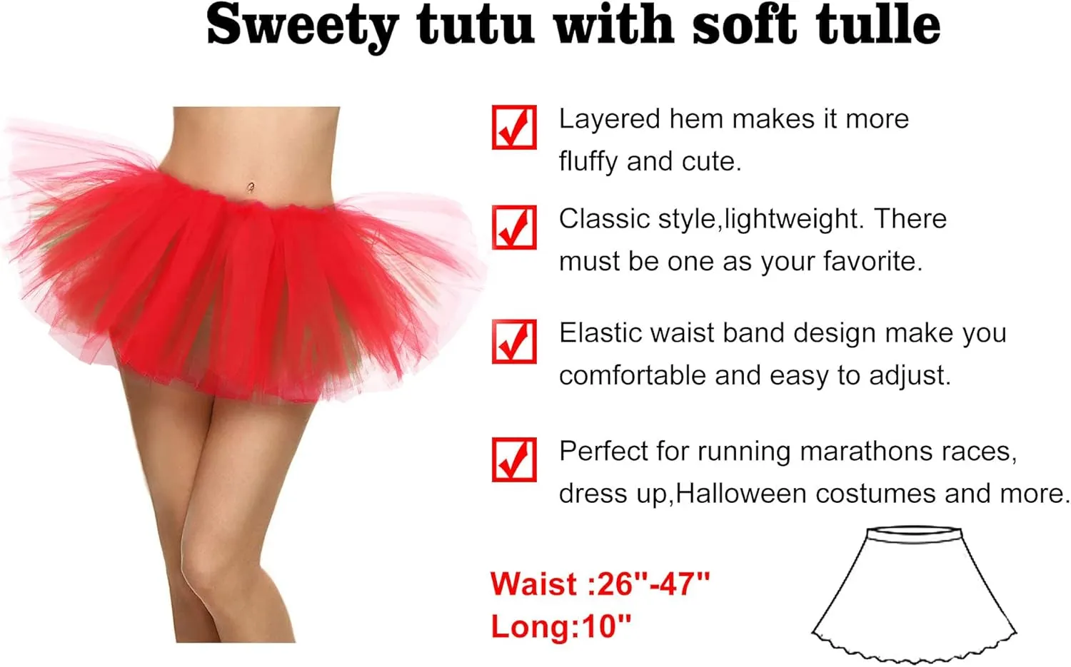 Tutus for Women Adult Tutu Women's 5 Layered Tulle Tutu Skirt