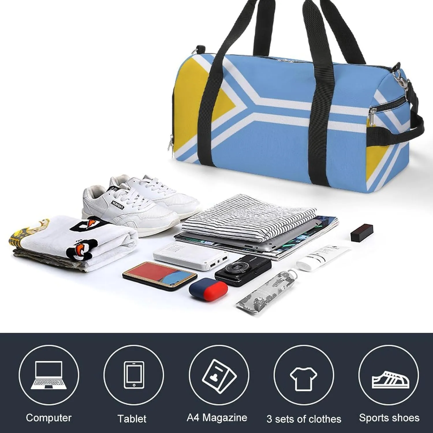 Tuva Flag Sports Duffel with Wet Pocket and Shoe Compartment Gym Bag for Travel Yoga