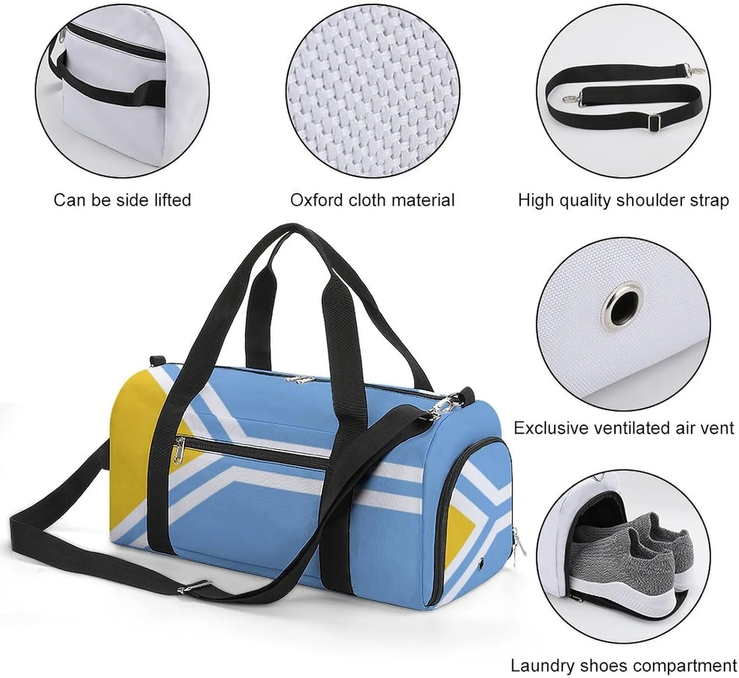 Tuva Flag Sports Duffel with Wet Pocket and Shoe Compartment Gym Bag for Travel Yoga