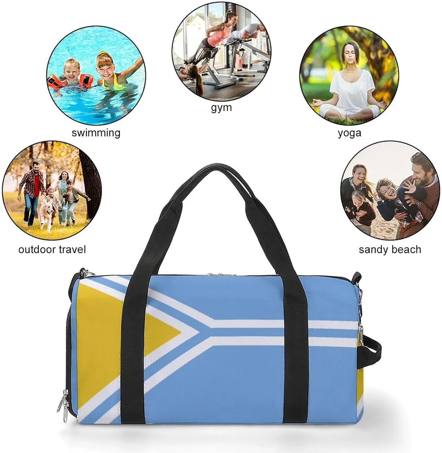 Tuva Flag Sports Duffel with Wet Pocket and Shoe Compartment Gym Bag for Travel Yoga