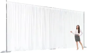 Two Layers Backdrop Made with One Piece Chiffon Tulle & Polyester for Professional Extra Wide Blackout Curtains (White, 20 x 8 ft)