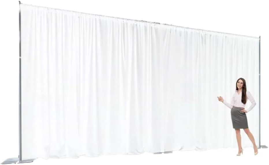 Two Layers Backdrop Made with One Piece Chiffon Tulle & Polyester for Professional Extra Wide Blackout Curtains (White, 20 x 8 ft)