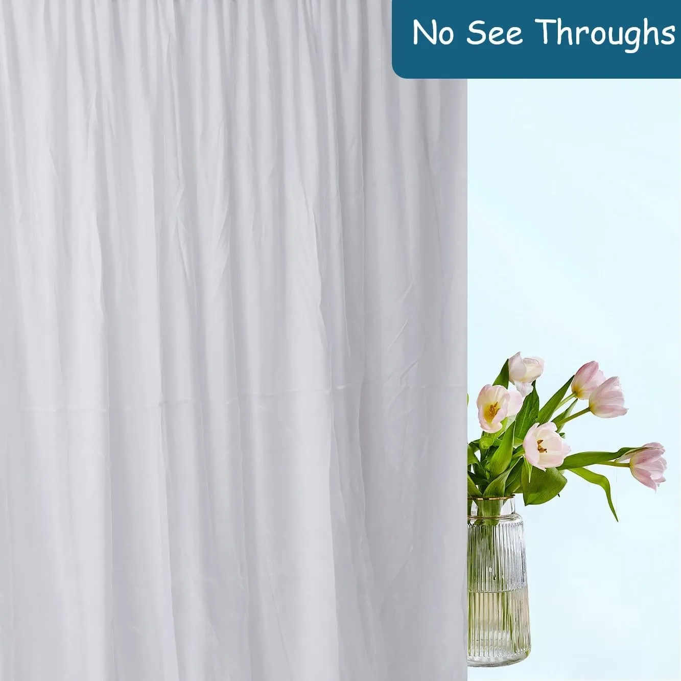 Two Layers Backdrop Made with One Piece Chiffon Tulle & Polyester for Professional Extra Wide Blackout Curtains (White, 20 x 8 ft)