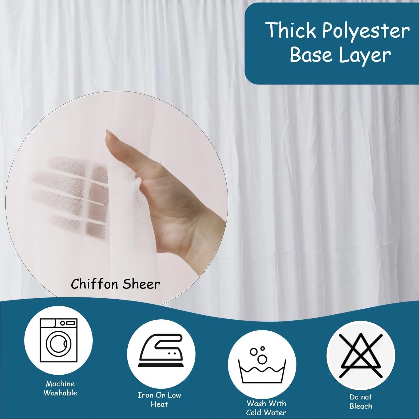 Two Layers Backdrop Made with One Piece Chiffon Tulle & Polyester for Professional Extra Wide Blackout Curtains (White, 20 x 8 ft)