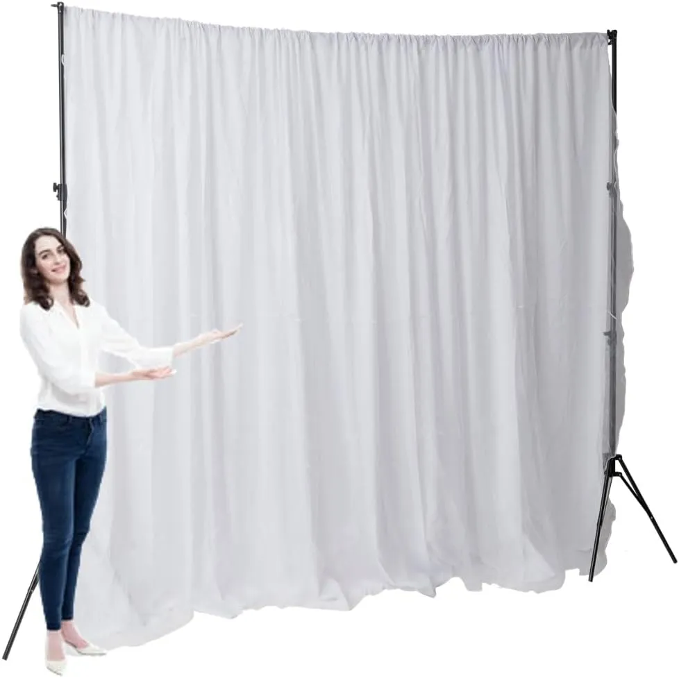 Two Layers Backdrop Made with One Piece Chiffon Tulle & Polyester. Use as Extra Wide Semi-Blackout Curtains, Stage Curtains or Garage Divider Curtain. White, 10x8FT