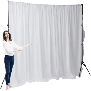 Two Layers Backdrop Made with One Piece Chiffon Tulle & Polyester. Use as Extra Wide Semi-Blackout Curtains, Stage Curtains or Garage Divider Curtain. White, 10x8FT