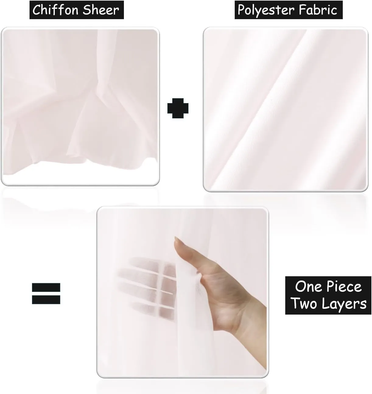 Two Layers Backdrop Made with One Piece Chiffon Tulle & Polyester. Use as Extra Wide Semi-Blackout Curtains, Stage Curtains or Garage Divider Curtain. White, 10x8FT