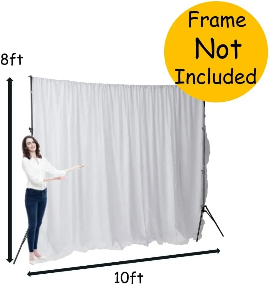 Two Layers Backdrop Made with One Piece Chiffon Tulle & Polyester. Use as Extra Wide Semi-Blackout Curtains, Stage Curtains or Garage Divider Curtain. White, 10x8FT