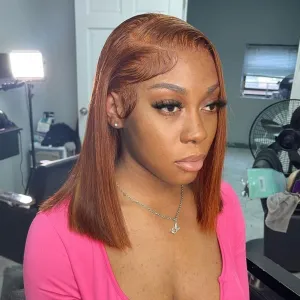 UCUVIC Chocolate Brown Bob Wig Human Hair 13x4 Hd Lace Front Wigs Straight Bob Wigs For Black Women Natural Hairline Color #4 13x4 Frontal Wigs Human Hair Pre Plucked 180% Density 14 Inch
