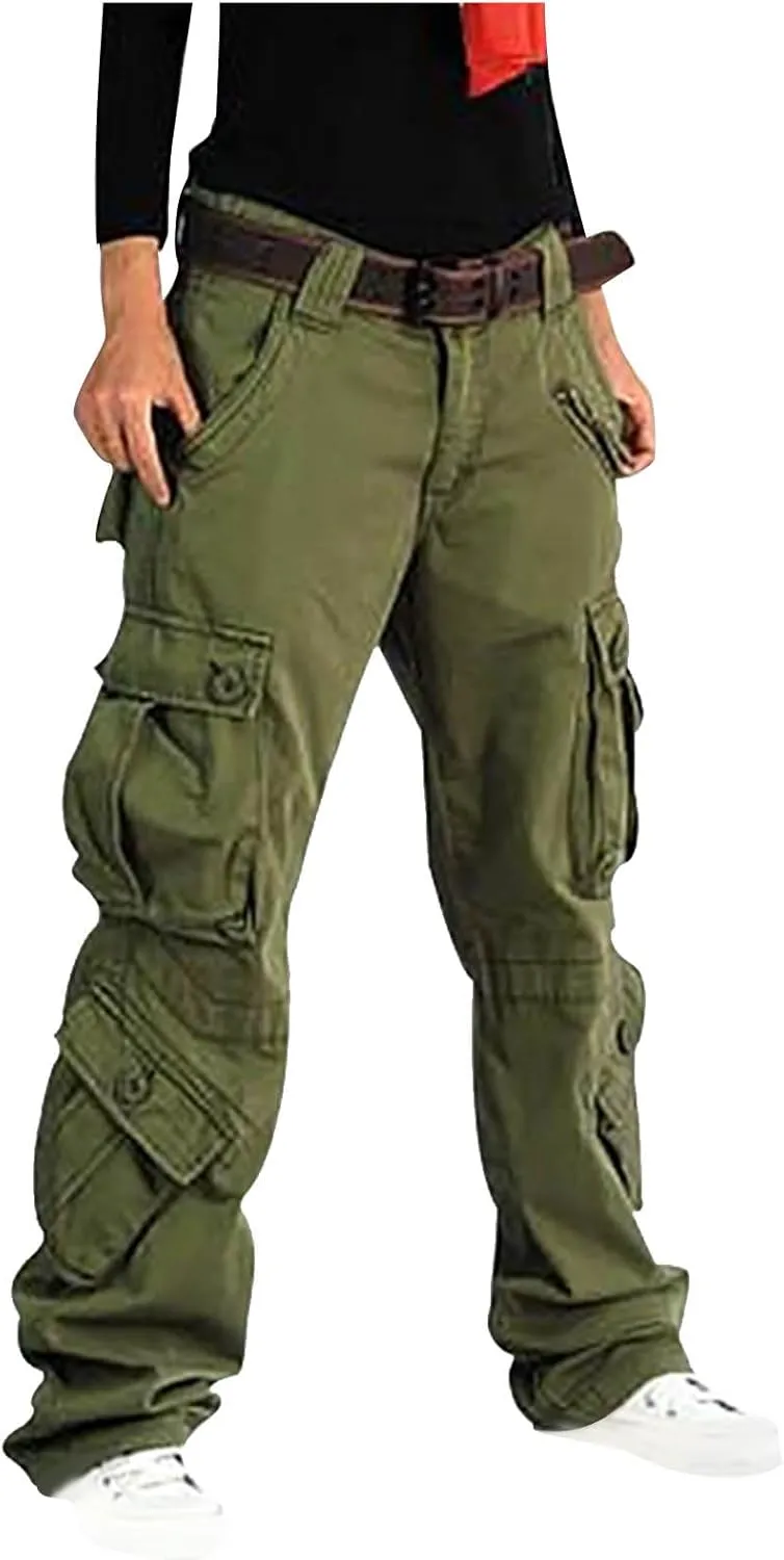 Uillui Womens Outdoor Ripstop Cargo Pants with 9 Pockets Casual Military Tactical Work Pants Relaxed Fit Hiking Trousers
