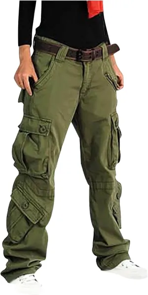 Uillui Womens Outdoor Ripstop Cargo Pants with 9 Pockets Casual Military Tactical Work Pants Relaxed Fit Hiking Trousers