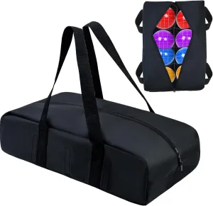 Upgraded Bocce Ball Carry Bag with 8 Compartments 17*9inch Heavy Duty Bocce Set Carry Bag Waterproof Oxford Cloth Portable Bocce Storage Organizer Case for Lawn Beach Yard Outdoor Game Set(Bag Only)