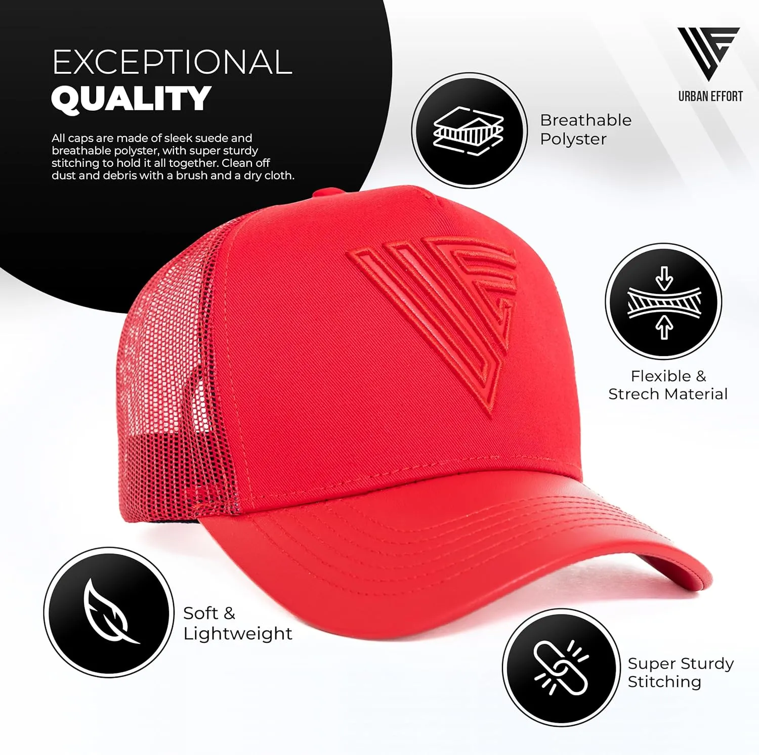 Urban Effort Trendy Mesh Back Cap - Baseball Hat 5-Panel Trucker Hat Women - Trendy Snapback for Outdoors