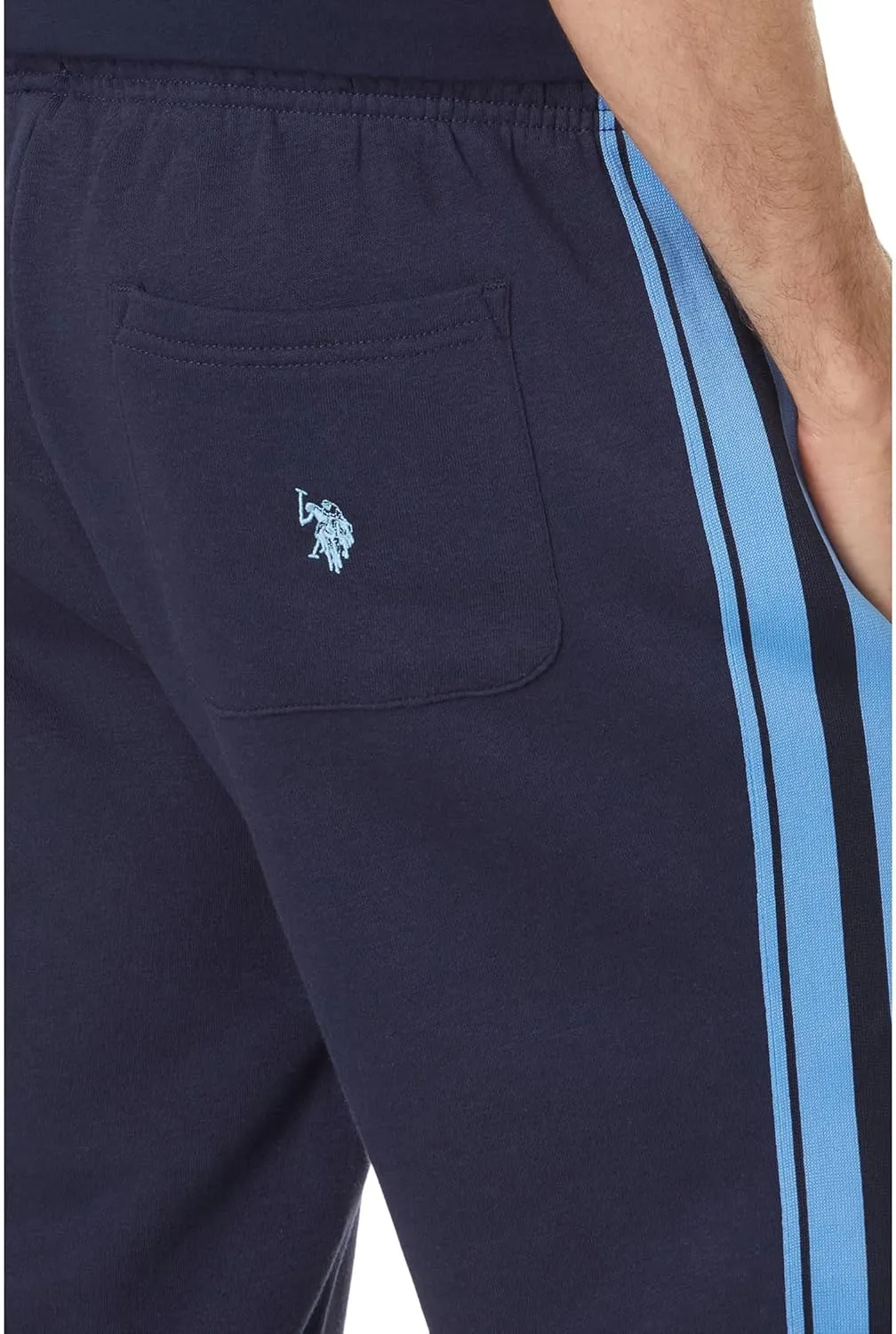 U.S. Polo Assn. Men's Fleece Knit Jogger Track Pants W/Side Stripe Tricot Tape