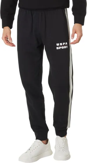 U.S. Polo Assn. Men's Fleece Knit Jogger Track Pants W/Side Stripe Tricot Tape