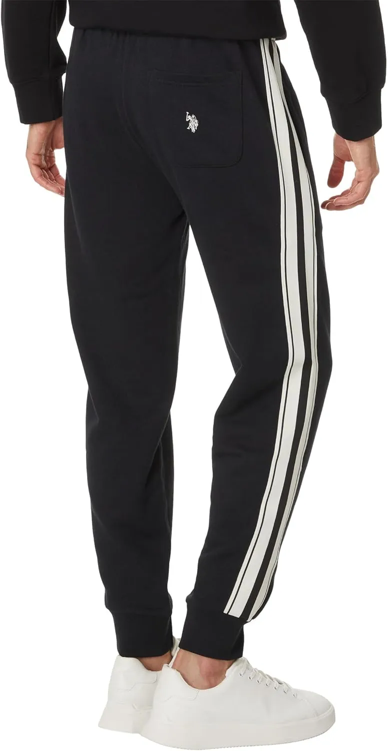 U.S. Polo Assn. Men's Fleece Knit Jogger Track Pants W/Side Stripe Tricot Tape