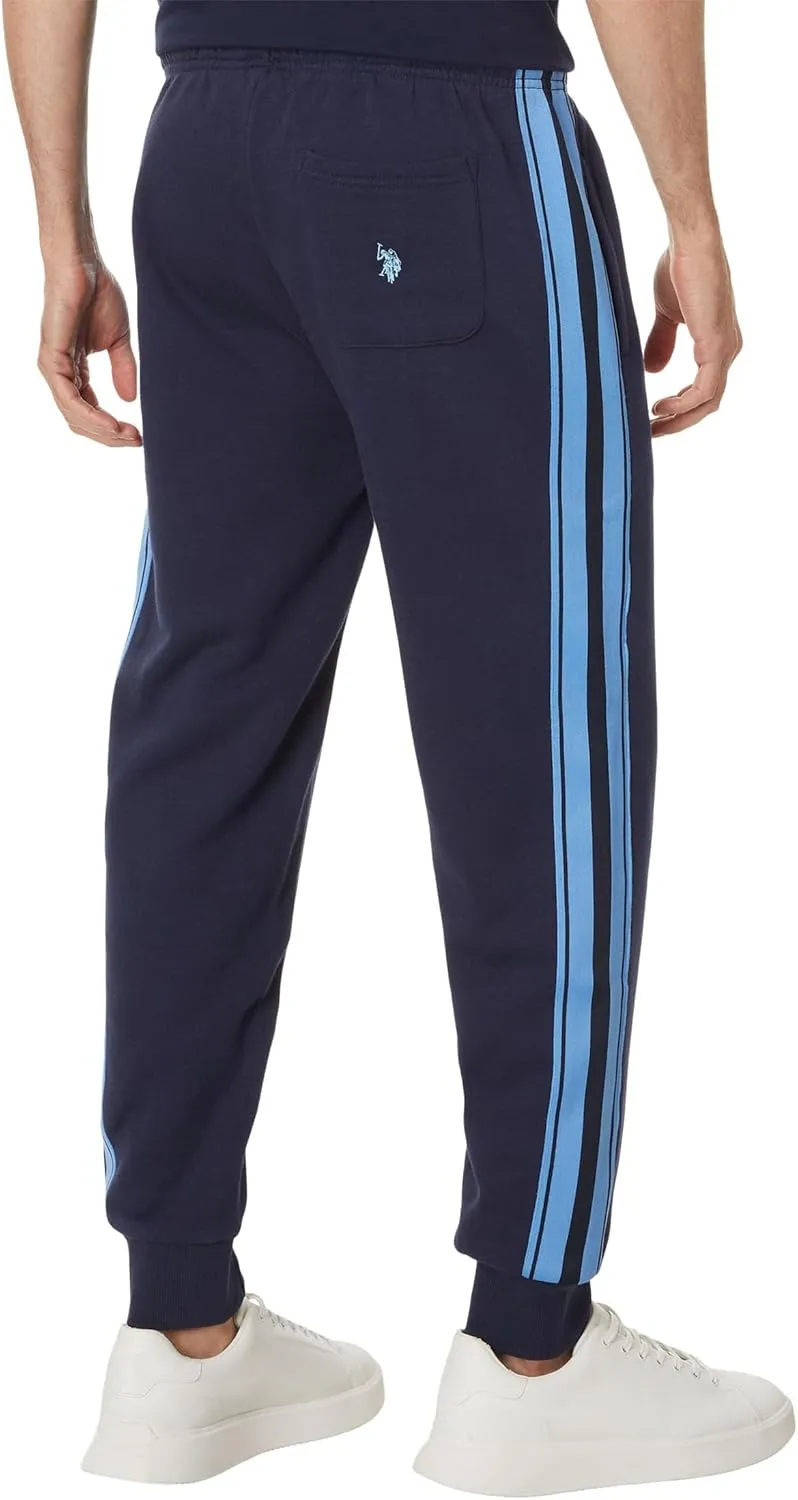 U.S. Polo Assn. Men's Fleece Knit Jogger Track Pants W/Side Stripe Tricot Tape