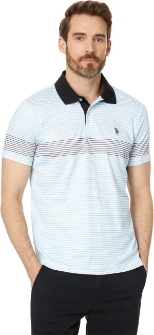 U.S. POLO ASSN. Men's Poly Spandex Engineered Printed Stripe Interlock Short Sleeve Polo Shirt