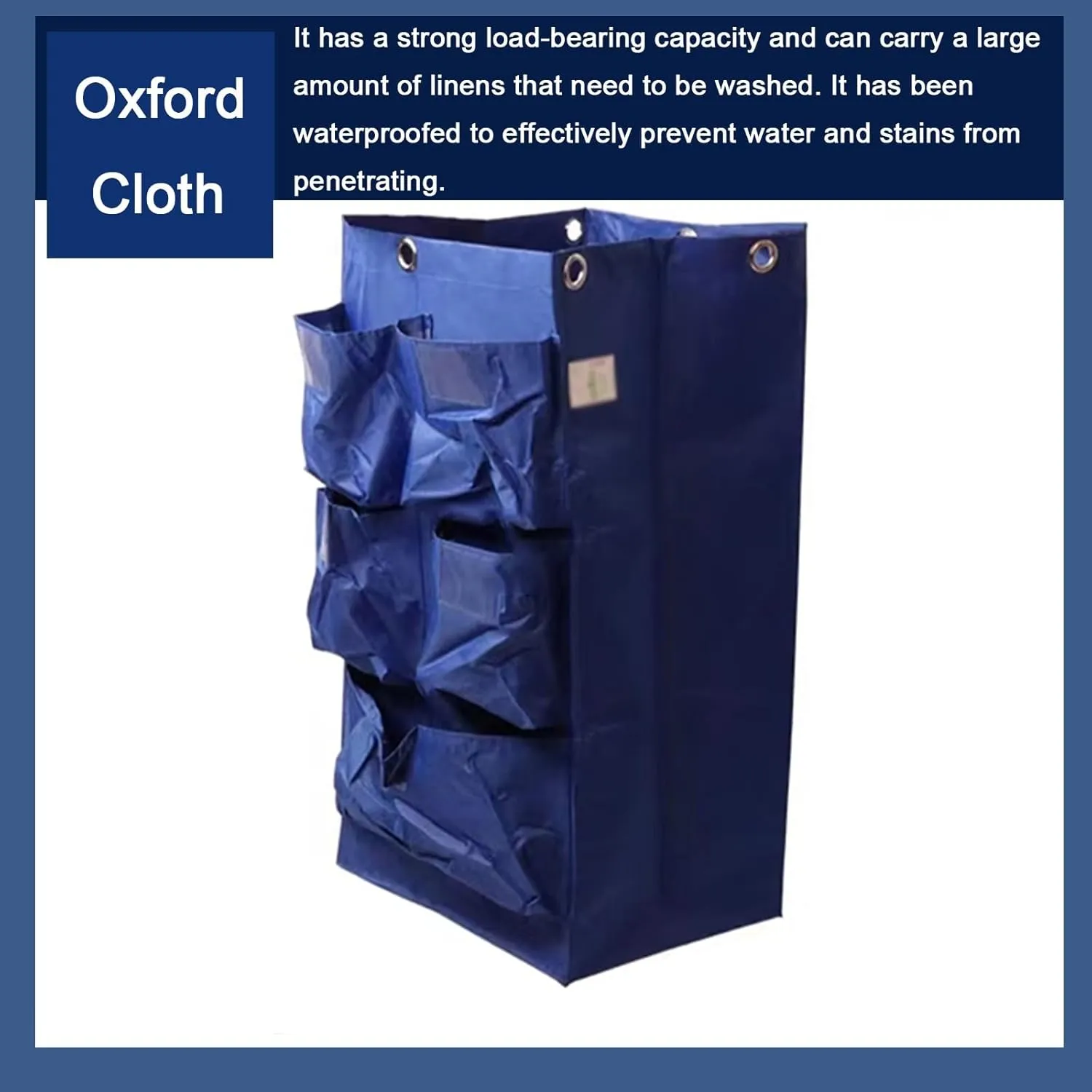Utility Rolling Cart Bag Sturdy and Waterproof Material, Laundry Basket Bag 6 Metal Hanging Holes, with 5 Small Pockets Large Capacity, Easy to Disassemble and Install(Yellow)