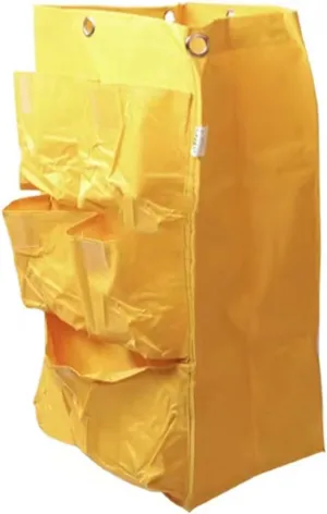 Utility Rolling Cart Bag Sturdy and Waterproof Material, Laundry Basket Bag 6 Metal Hanging Holes, with 5 Small Pockets Large Capacity, Easy to Disassemble and Install(Yellow)