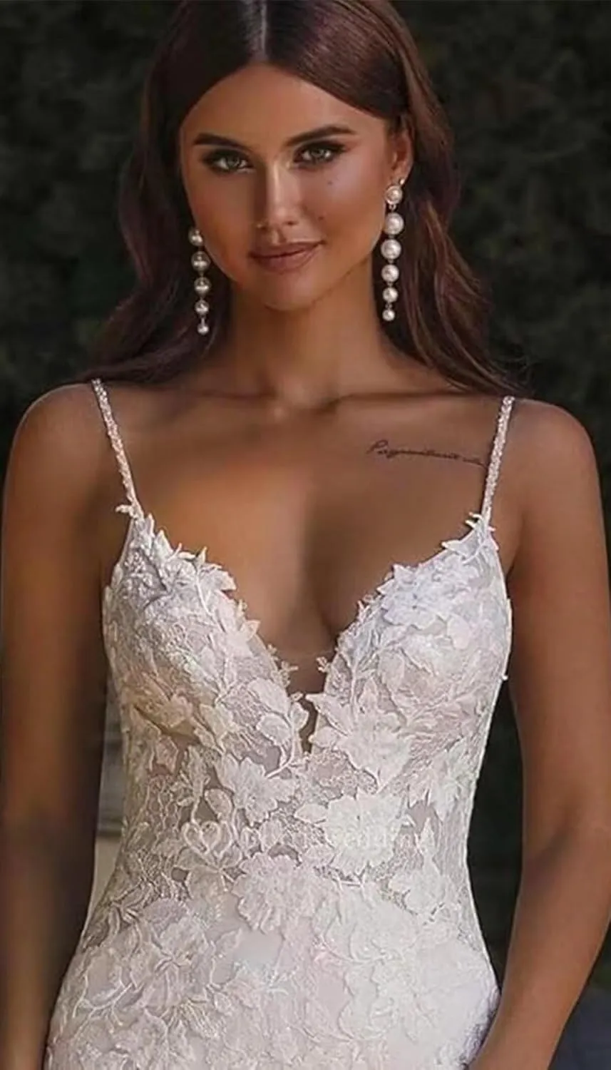 UZN Mermaid Tulle Wedding Dresses with Lace for Bride Women's Long Applique Bridal Dress Bodycon 2025