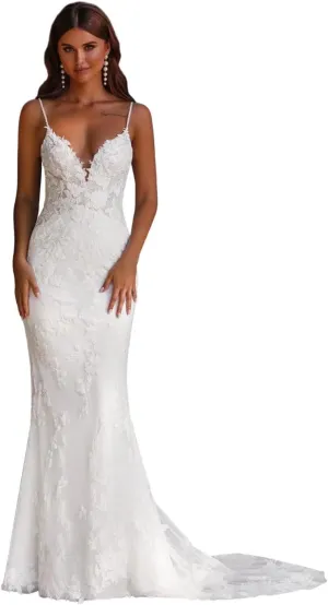 UZN Mermaid Tulle Wedding Dresses with Lace for Bride Women's Long Applique Bridal Dress Bodycon 2025