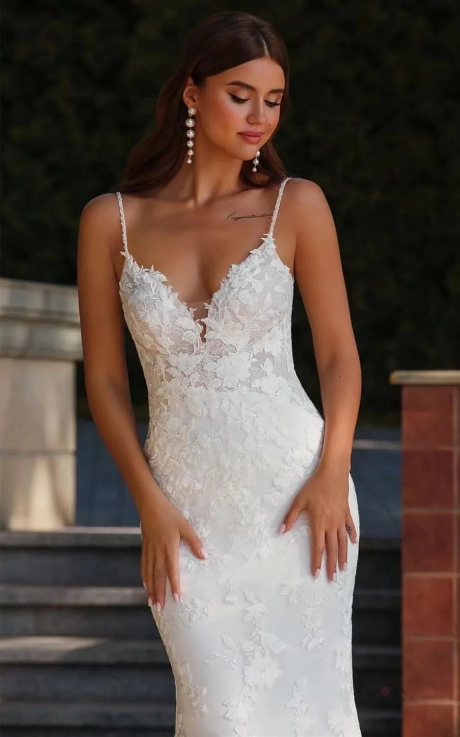 UZN Mermaid Tulle Wedding Dresses with Lace for Bride Women's Long Applique Bridal Dress Bodycon 2025