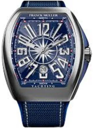 Vanguard Mens Automatic Date Blue Face Blue Rubber Strap Watch V 45 SC DT Yachting AC.BL