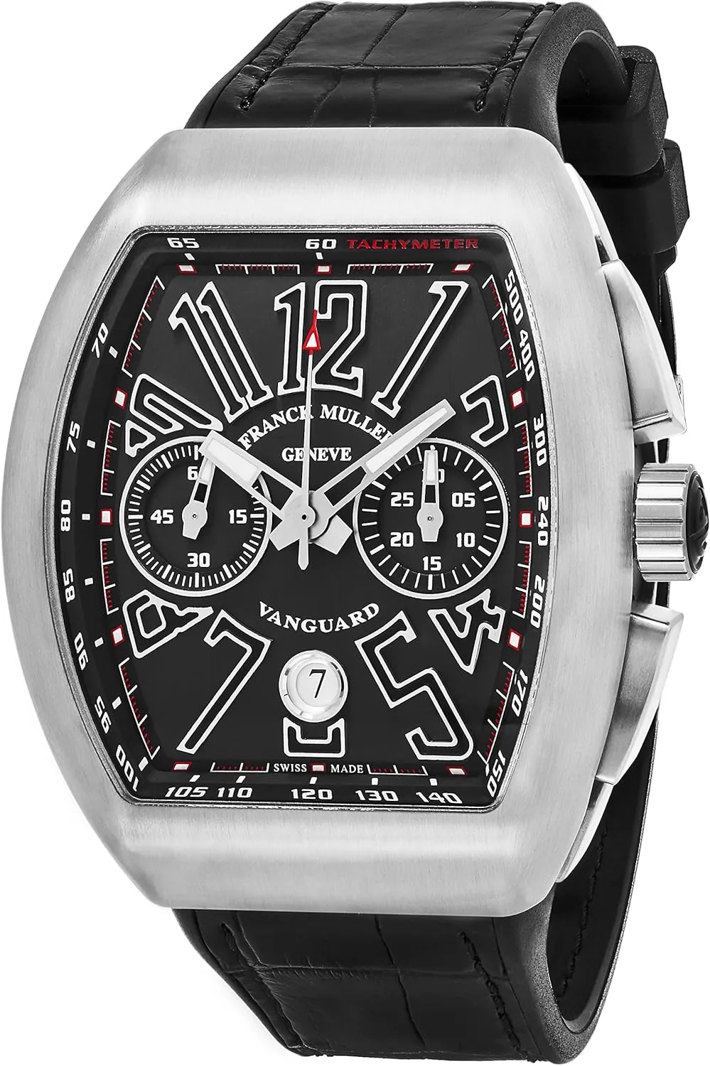 Vanguard Mens Automatic Date Chronograph Black Titanium Face Black Rubber Strap Watch V 45 CC DT TT BR.NR.NR