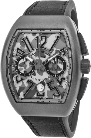 Vanguard Mens Automatic Date Chronograph Grey Camouflage Face Grey Rubber Strap Watch V 45 CC DT Camouflage TTMC.TT