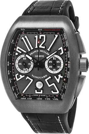Vanguard Mens Automatic Date Chronograph Titanium Face Black Rubber Strap Watch V 45 CC DT TT BR.NR