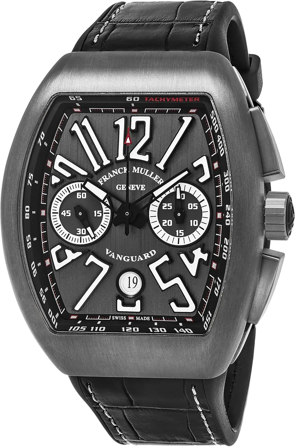 Vanguard Mens Automatic Date Chronograph Titanium Face Black Rubber Strap Watch V 45 CC DT TT BR.NR