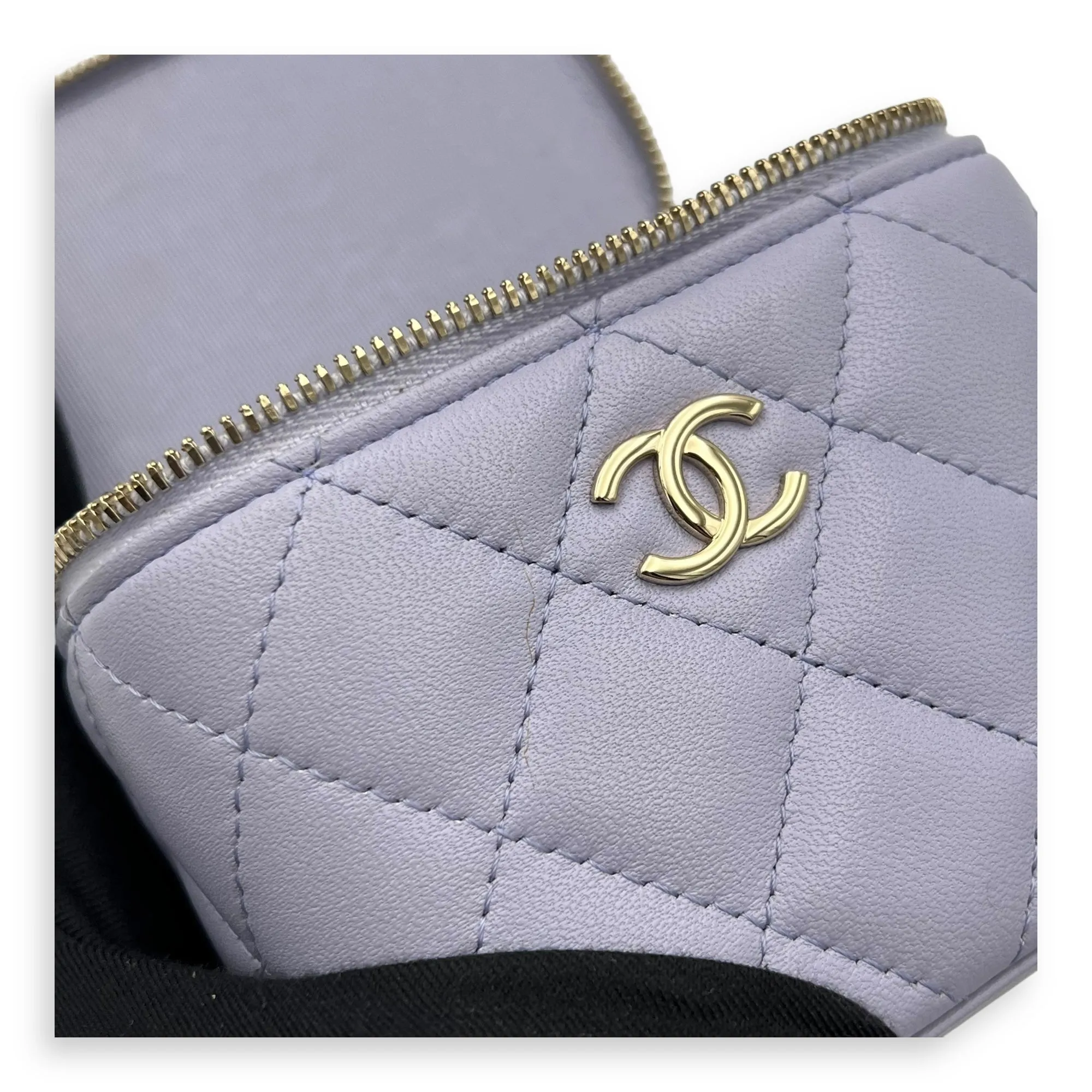 Vanity Crossbody Bag Mini Purple in Lambskin, Gold hardware