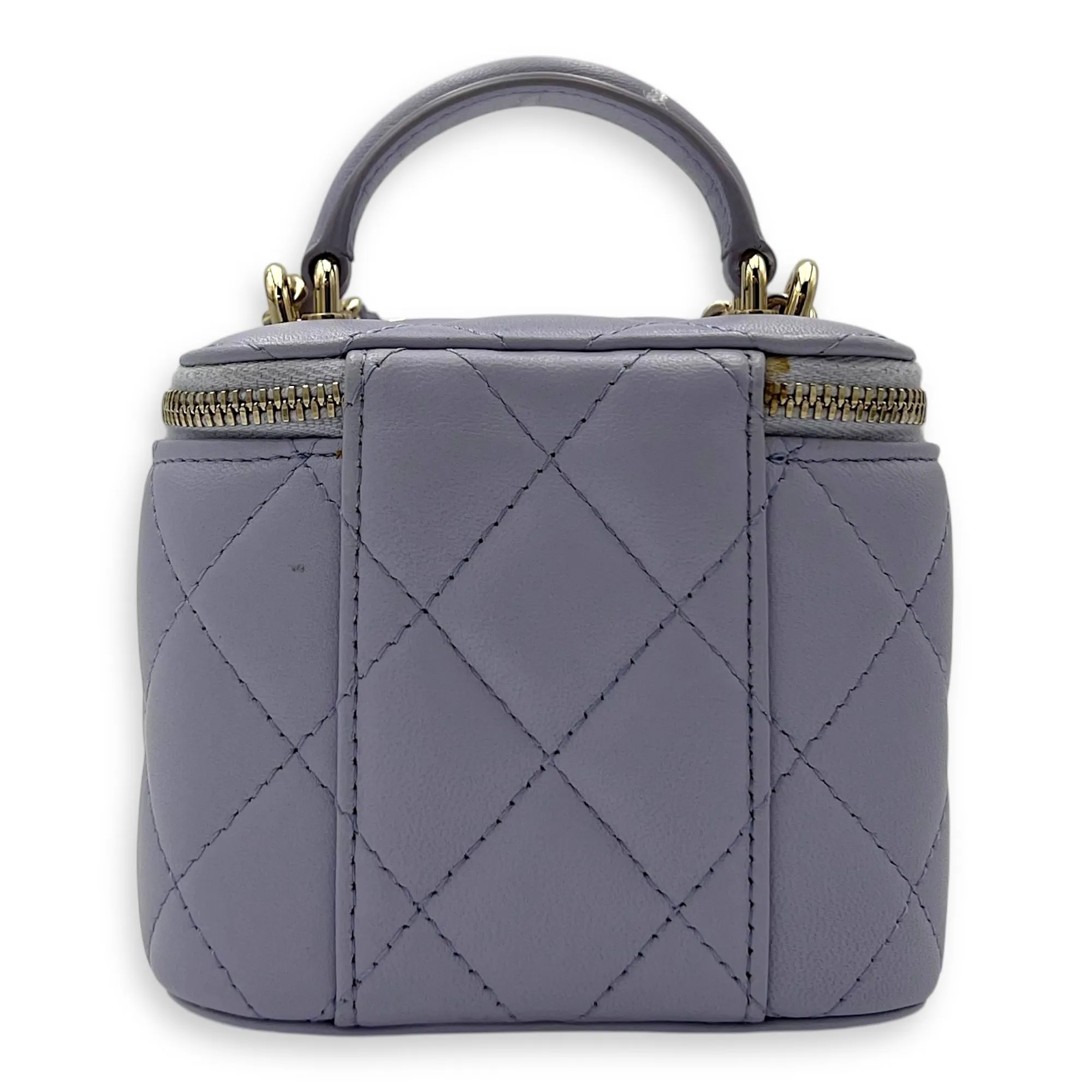 Vanity Crossbody Bag Mini Purple in Lambskin, Gold hardware