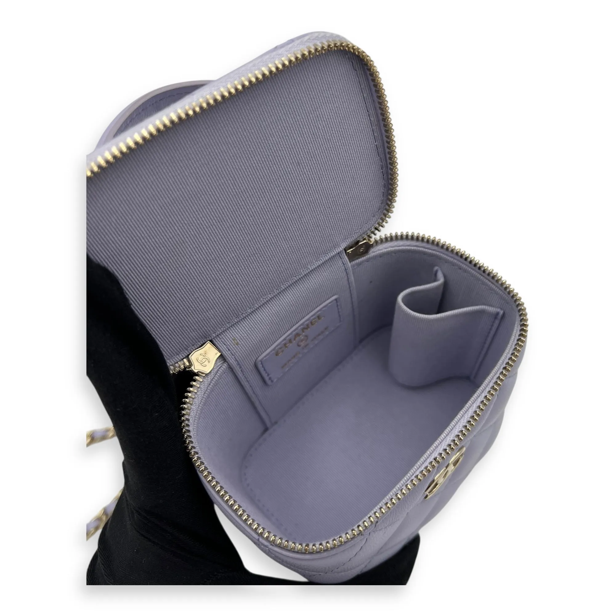 Vanity Crossbody Bag Mini Purple in Lambskin, Gold hardware