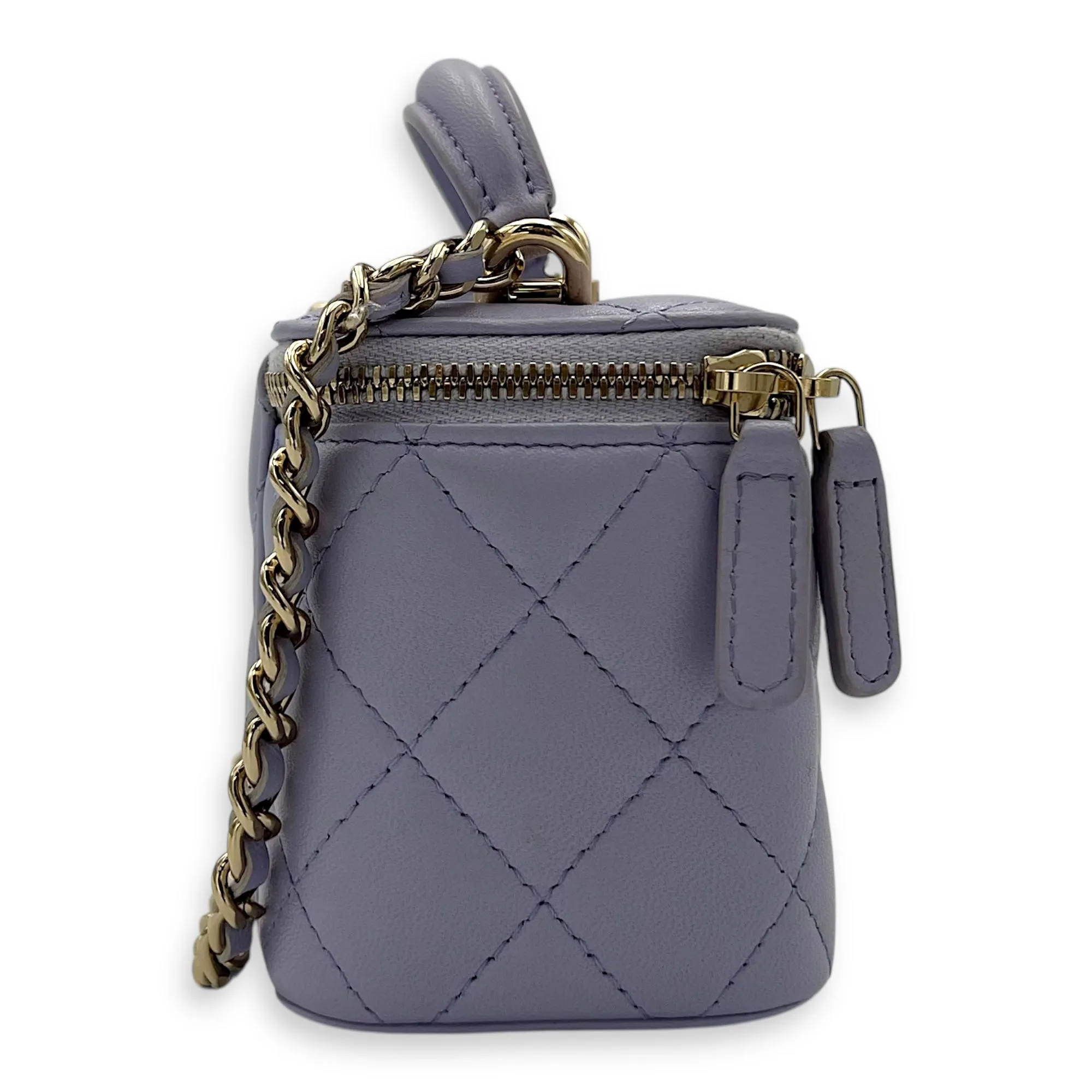 Vanity Crossbody Bag Mini Purple in Lambskin, Gold hardware